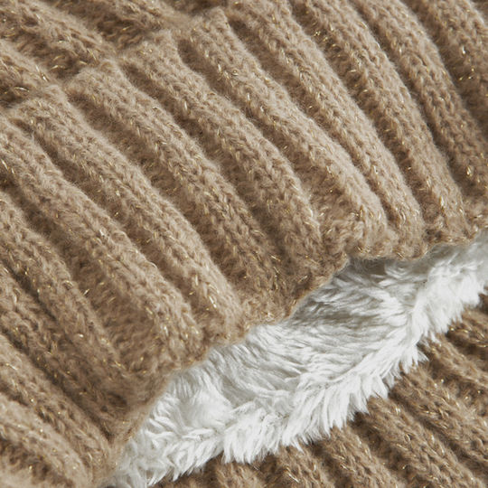Beanie Γυναικείος Σκούφος Πλεκτός σε Μπεζ χρώμα