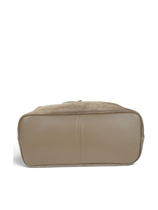 Leather Women's Shopper Bag Suede Taupe Scuro