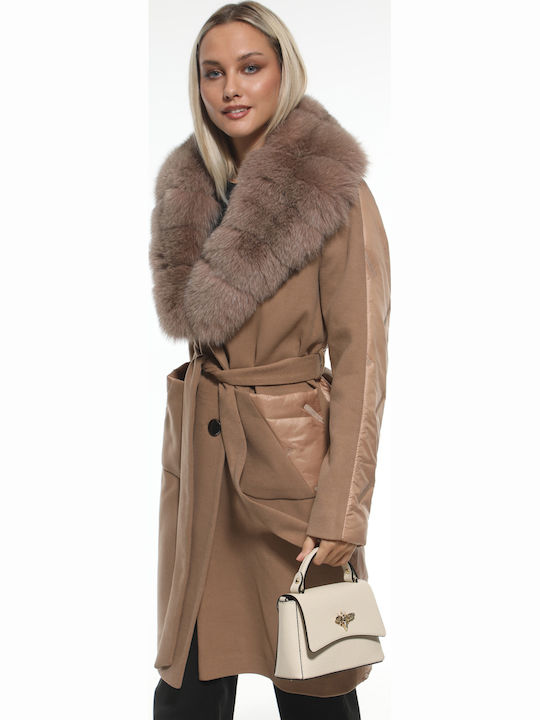 Damen-Ledertasche mit Klappe Braun Chocolate