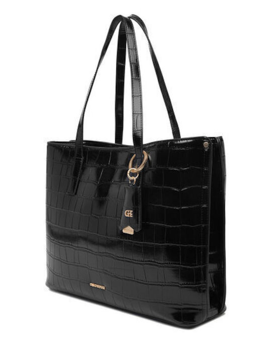 Γυναικεία Tote Τσάντα Croco Μαύρη