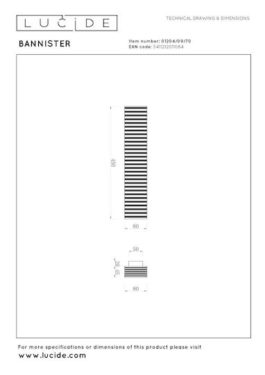 Lucide Lightning Wandleuchte für Außenbereich IP20 45x6.5x8 cm Lucide Lightning Wandleuchte für Außenbereich IP20 45x6.5x8 cm