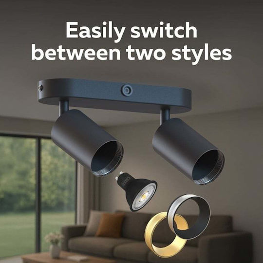 Calex Double Spotlight with GU10 Socket in Black
