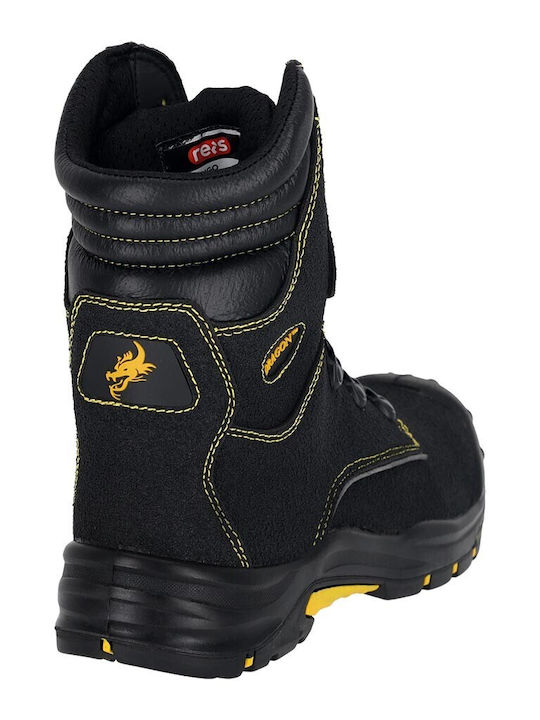 Reis Black S3S Safety Boot with FO, HRO, SR Certification