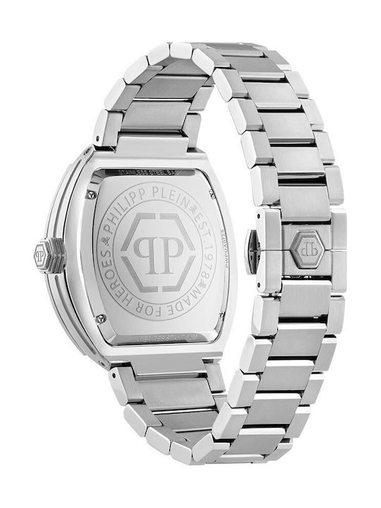 The Hexagon Phantom Ceas Bărbătesc 44 mm cu Mecanism cu Baterie și Brățară din Oțel Argintiu
