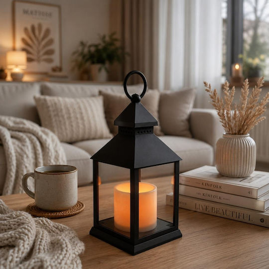 BigBuy Decorative Lamp Lattern Black 3pcs