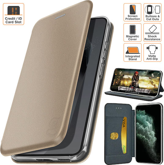 Златен Силиконов Калъф Тип Книга (iPhone 11 Pro)
