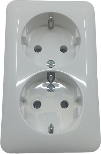 Gira Priză Electrică Dublă cu Cheie Albă