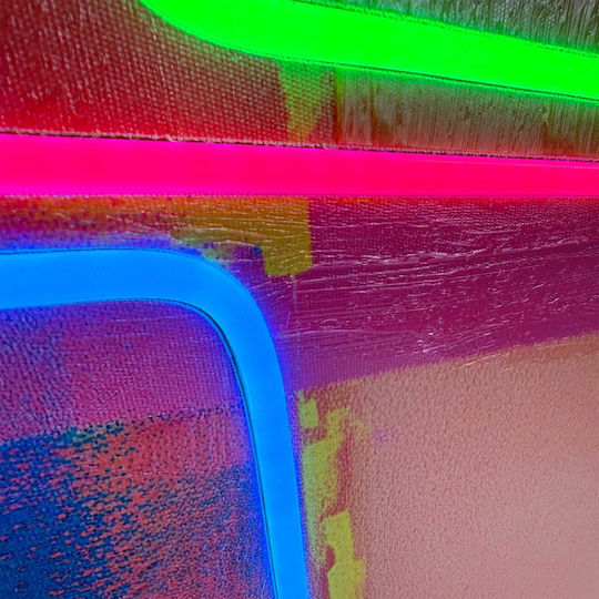 "Abstract Colourful" Painting with Neon LED Lighting 70x100 cm