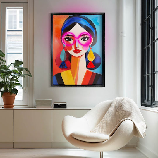 "Colourful Portrait" Painting with Neon LED Lighting 70x100 cm