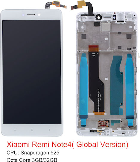 O ecran cu Mecanism Tactil pentru Redmi Note 4x (Alb)