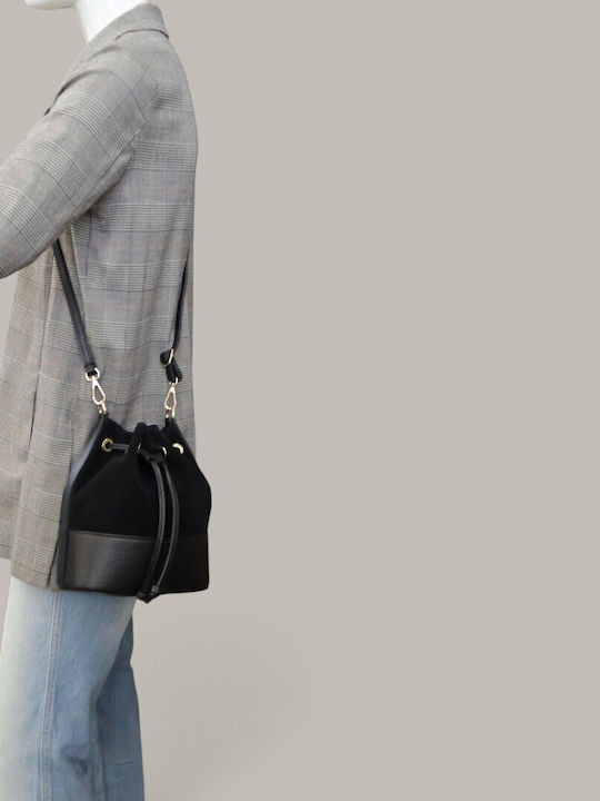 Leather Women's Suede Drawstring Bag Dark Taupe