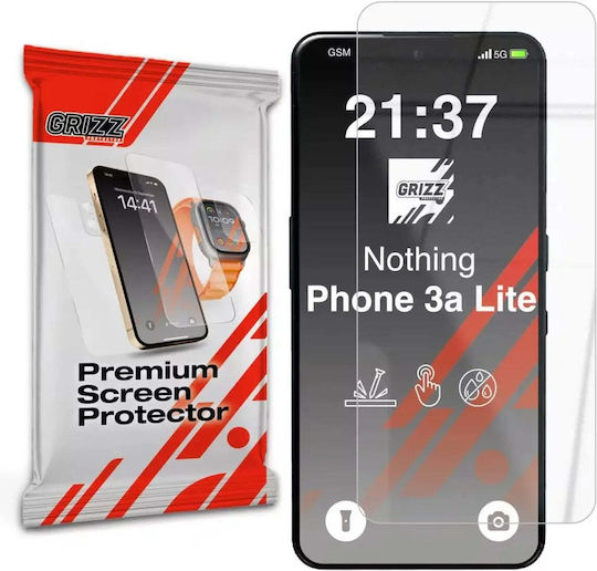 Grizzglass Hybridglass Tempered Glass Screen Protector Compatible Nothing Phone 3a Lite Transparent