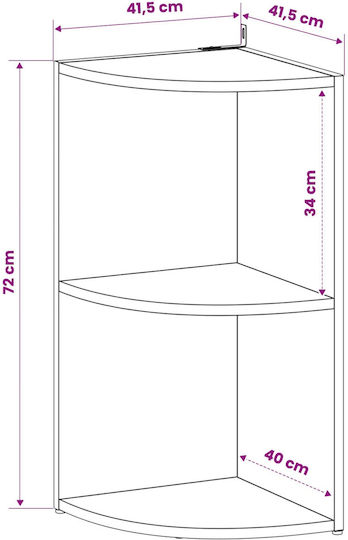 Corner Bookcase White 41.5x41.5x72 cm