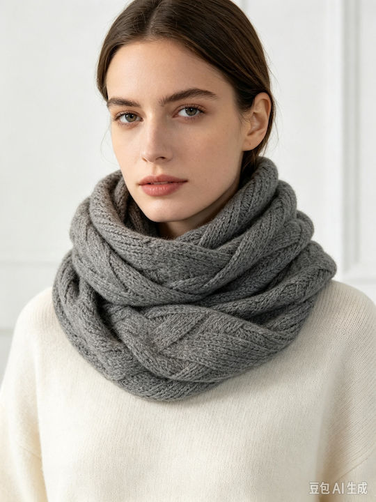 Women's Knitted Neck Warmer Scarf Grey