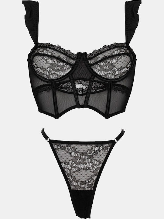 Decoro Σετ Εσωρούχων με String Μαυρο