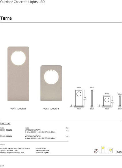 VK Lighting LED Floor Lamp H49xW40cm. with Warm White Light Gray
