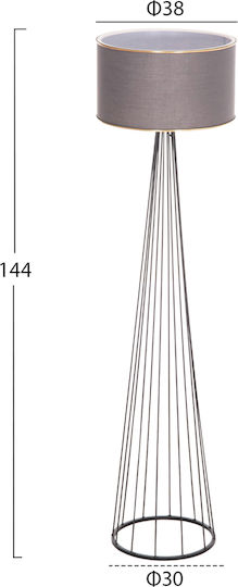 HomeMarkt Floor Lamp H155xW38cm. with Socket for Bulb E27 Gray