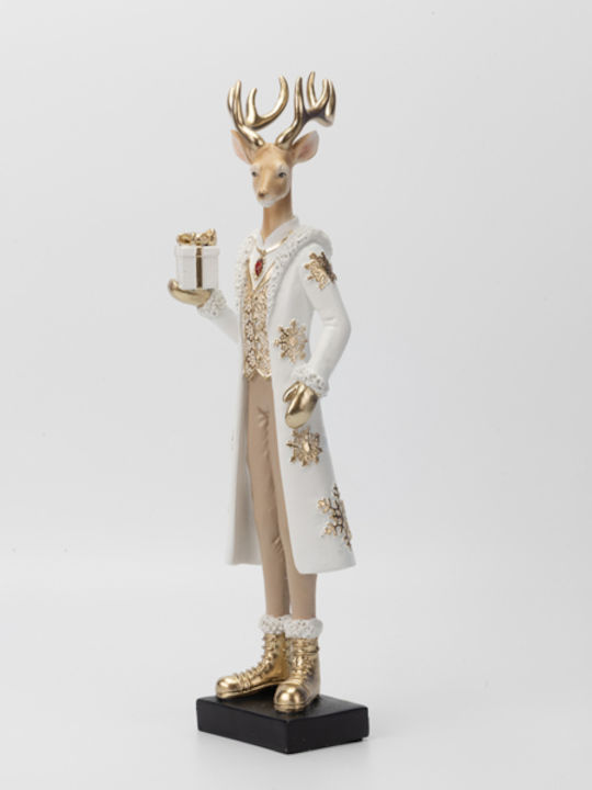 Magic Weihnachtsfigur aus Polyresin, Rentier, Weiß, Länge 7,5 cm