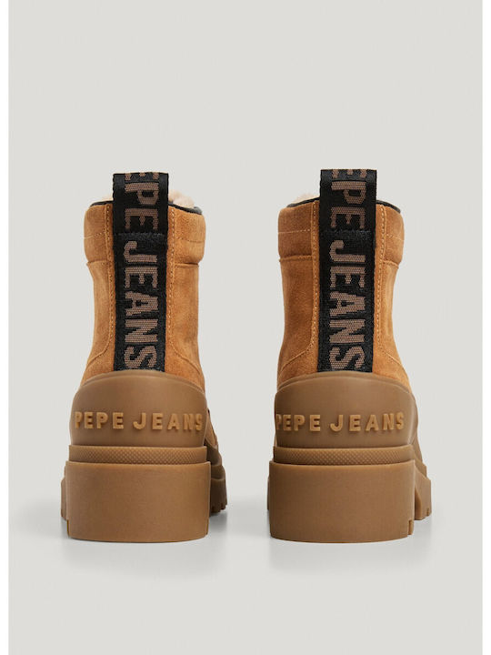 Suede Γυναικεία Μποτάκια Cognac Tan