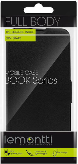 Lemontti Elegantes Schwarzes Book-Case für Samsung Galaxy A10