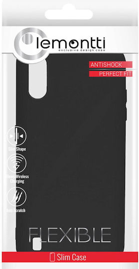 Копринен силиконов калъф Lemontti за Samsung Galaxy A01, черен