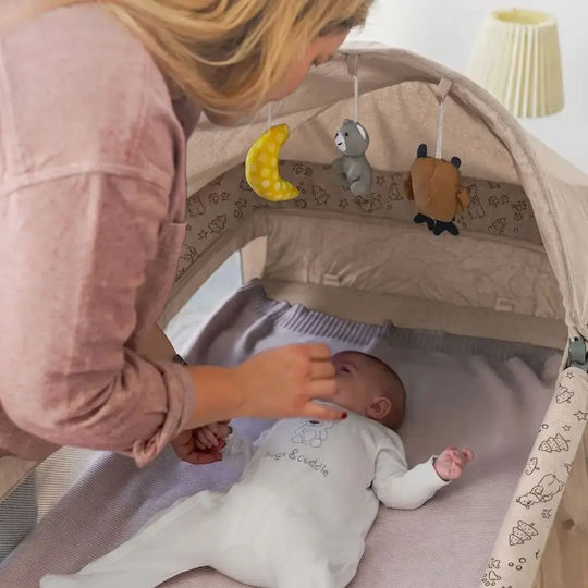 Kidnort Pătuț Pliabil Tip Țarc cu Masă de Înfășat și Saltea Bej 128x68 cm
