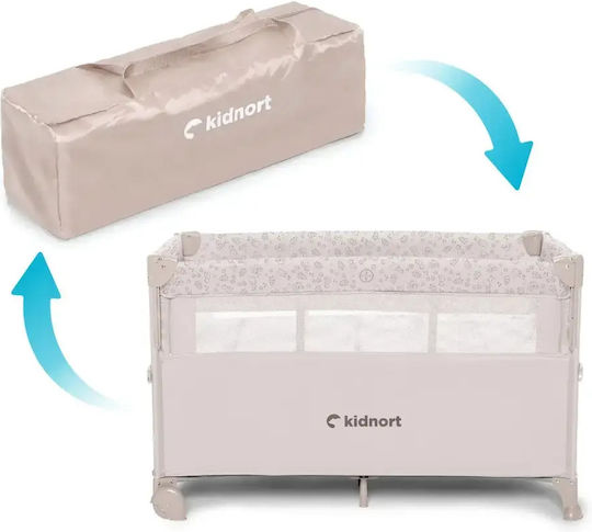 Kidnort Pătuț Pliabil Tip Țarc cu Saltea Bej 128x68cm