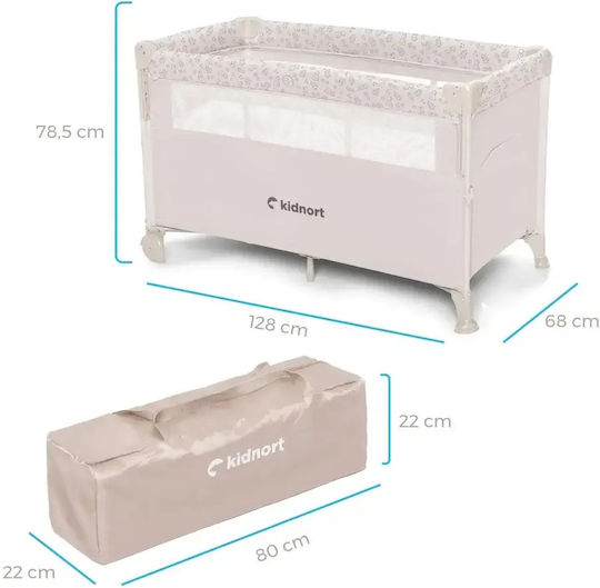 Kidnort Pătuț Pliabil Tip Țarc cu Saltea Bej 128x68cm
