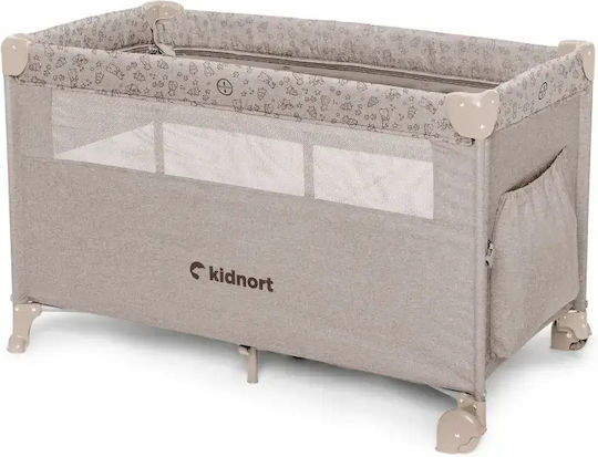 Kidnort Сгъваема Кошара на 2 Нива с Матрак Бежова 128x68cm Kidnort Сгъваема Кошара на 2 Нива с Матрак Бежова 128x68cm