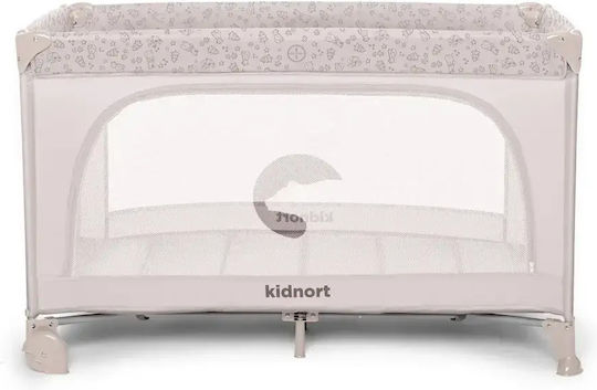 Kidnort Pătuț pliabil tip țarc cu saltea Bej 128x68cm