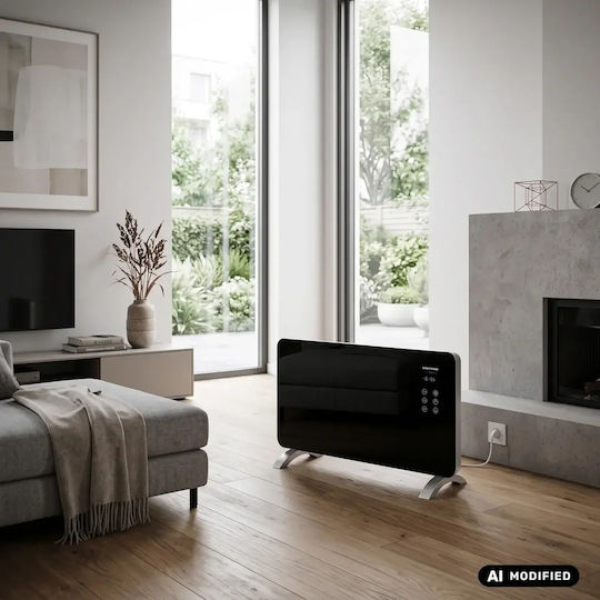 United UHP-797 Convector Electric Pardoseală 2000W Mică cu Termostat Electronic 92x43cm Negru
