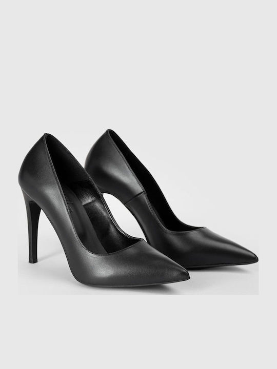 Leather Pointed Toe Black Pumps