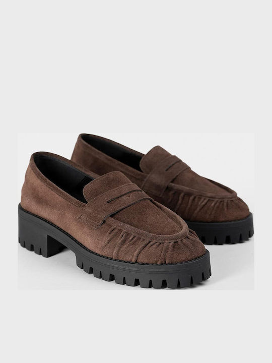 Damen Loafers Aus Leder in Braun