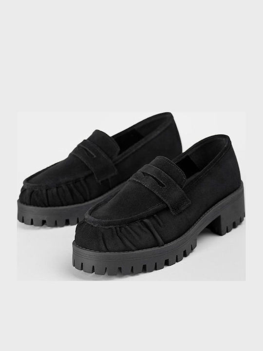 Damen-Loafers aus Leder in Schwarz