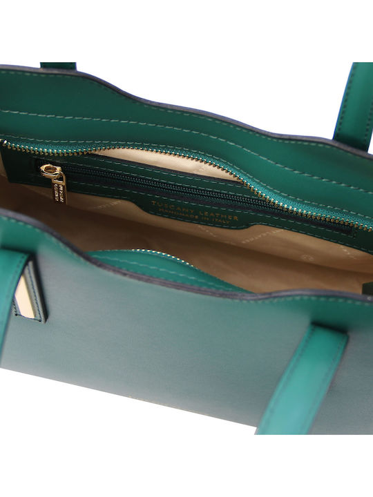 Olimpia Leather Women's Tote Bag Petrol Blue