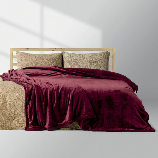 Lino Home Erba Sherpa Blanket Single 160x220cm Burgundy