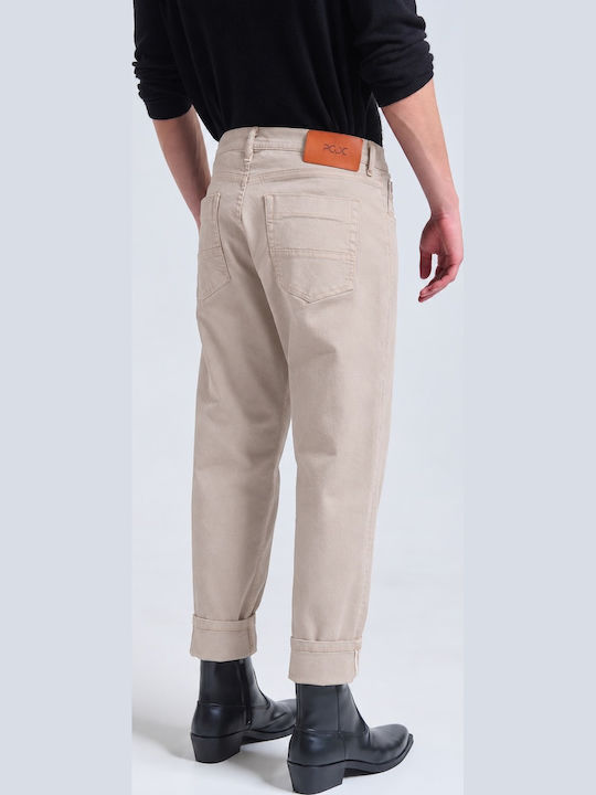 Мъжки дънков панталон Slim Fit в бежов цвят