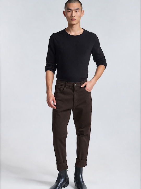 Мъжки дънки Slim Fit в кафяв цвят