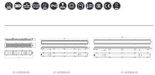 Gtv Lighting Batten Outdoor with Integrated LED