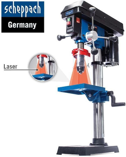 Scheppach Dp19vario Säulenbohrmaschine mit Leistung 550W und Maximalem Bohrdurchmesser 16mm