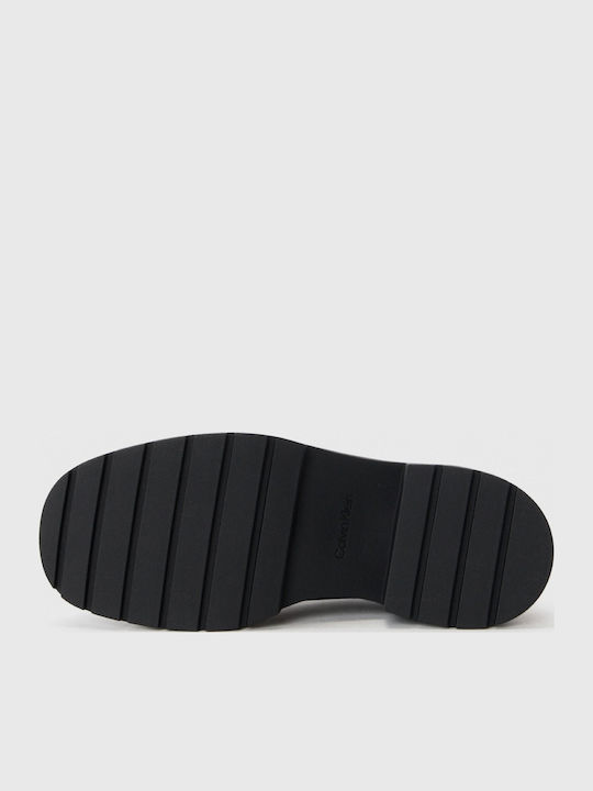 Calvin Klein Дамски Кожени Боти До Глезена Сиви