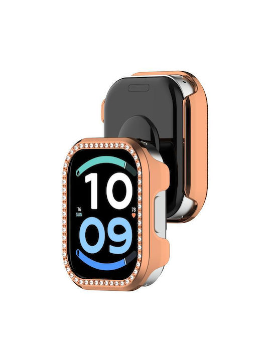 Redmi Watch 6 Active Diamant-Halbabdeckung Hohle PC-Uhren-Schutzhülle Roségold