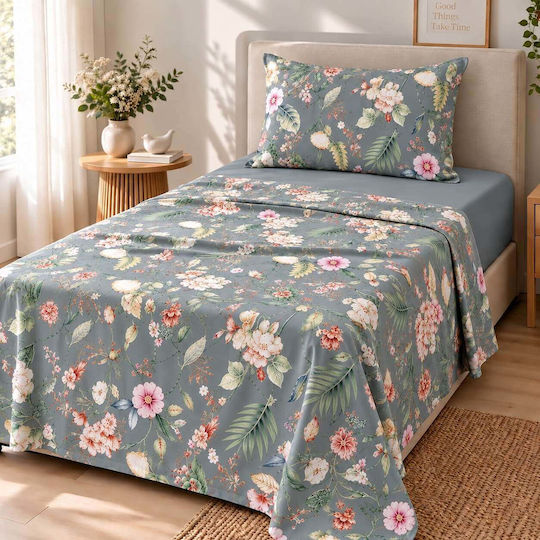 Astron Italy Ortensia Single Bed Sheet Set 175x260cm Dusty Rose (3pcs)