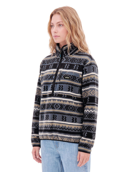 Winter Women's Fleece Long Sleeve Top with Zipper Blue