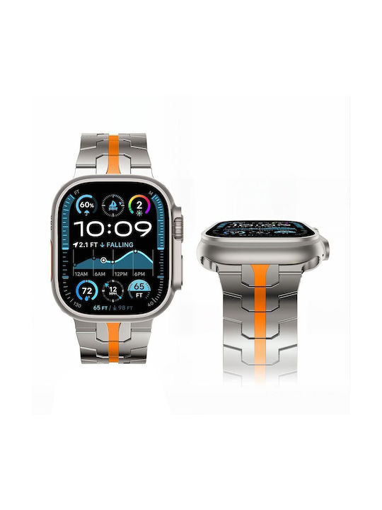 Tech-Protect Неръждаема Стомана Каишка За Apple Watch 8 9 10 11 12 Se Ultra 44 45 46 49 Mm Титаниево Оранжева 5906302399147