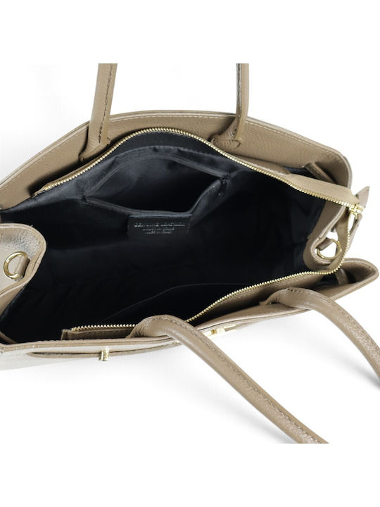 Leather Women's Tote Bag Taupe Scuro