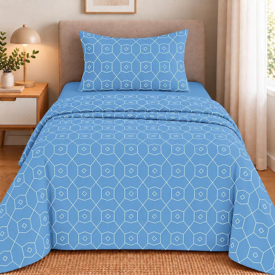 Astron Italy Giulia Super-Double Bed Sheet Set 245x260cm Blue (4pcs)