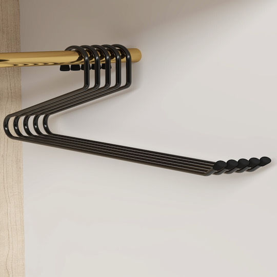 Femmit Set of 5 Metal Trouser Hangers Black 40x17cm Open End Space Saving in the Wardrobe