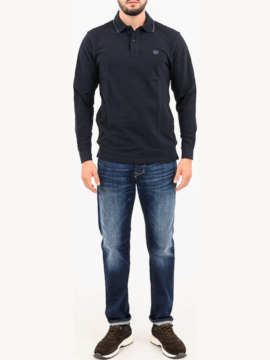 Langarm-Poloshirt Navyblau
