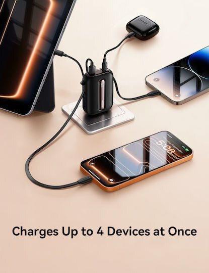 Joyroom Colorful Series JR-L012 Power Bank 10000 mAh 22,5 W mit USB-A-Anschluss und 2 USB-C-Anschlüssen Power Delivery / PPS Schwarz